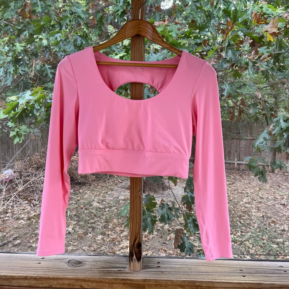 Offline By Aerie Women's Pink Long Sleeve Open Back Top Size L